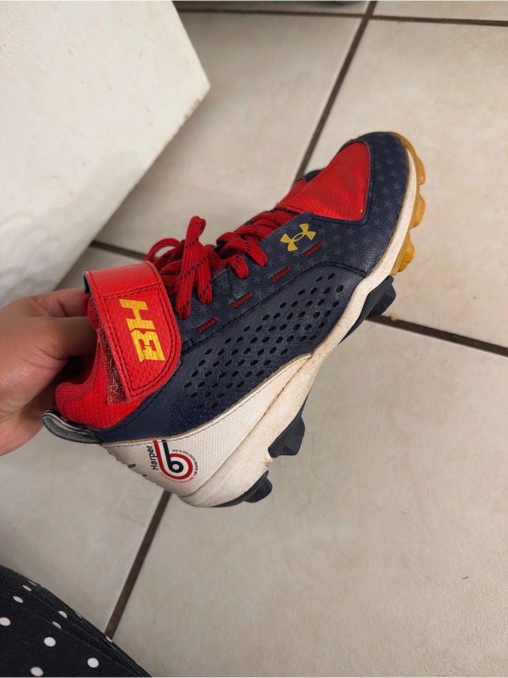Under Armour Boys Navy, Red & Yellow Cleats